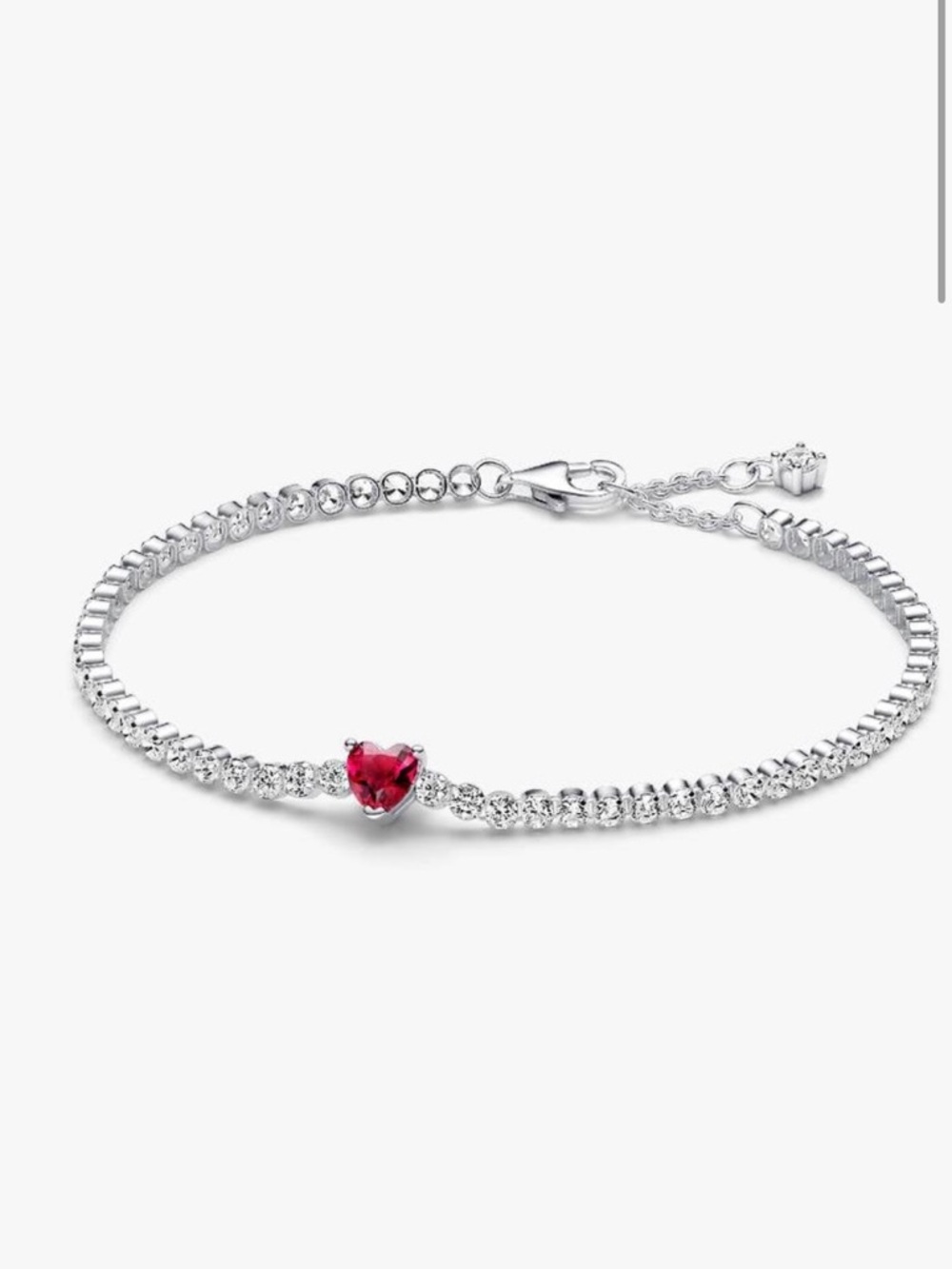 Pandora Red Sparkling Heart Tennis Bracelet
